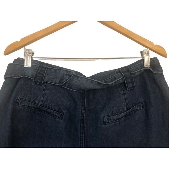 Brand New Anthropologie Avec Les Filles Belted Pleated Denim Shorts Size 14 - Picture 10 of 14